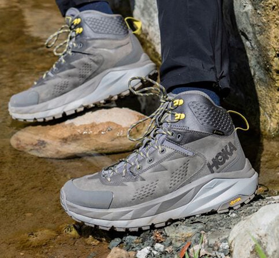 Hoka Australia One One Kaha GORE-TEX - Mens Hiking Boots Grey - DZFOS-6248